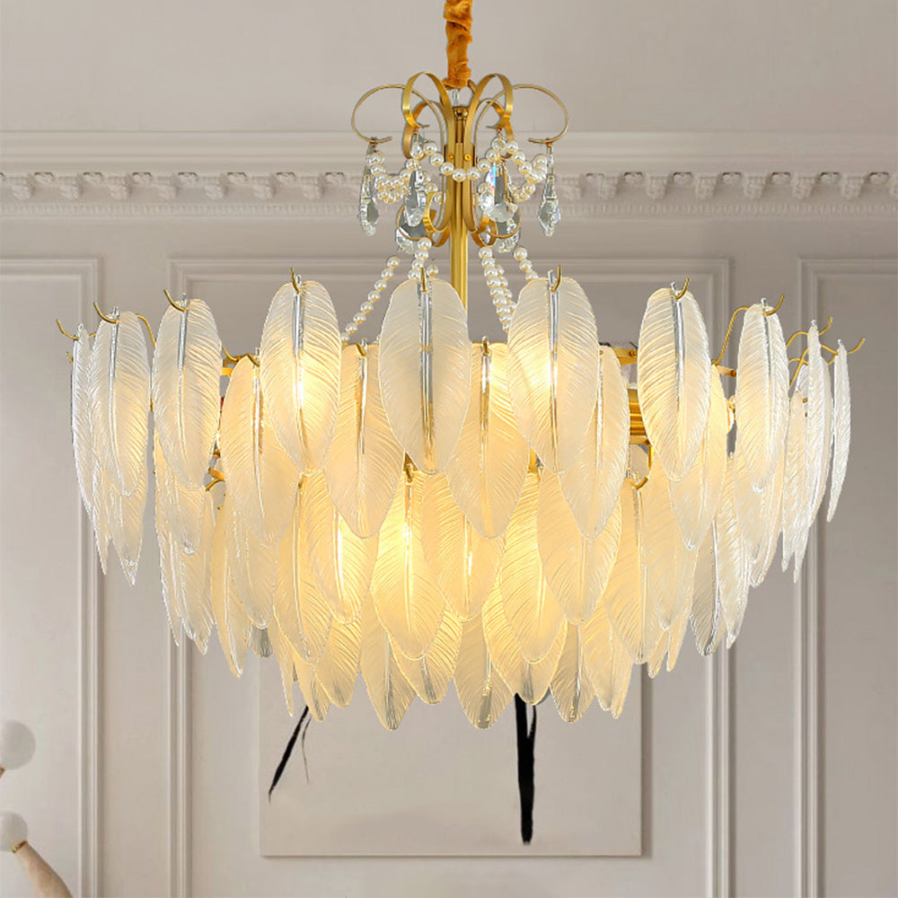 Lustre Luna Pearl en verre et métal blanc