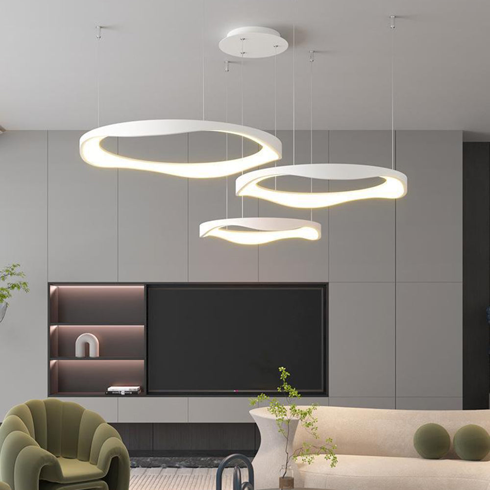 Suspension ronde moderne en noir ou blanc pour salle à manger