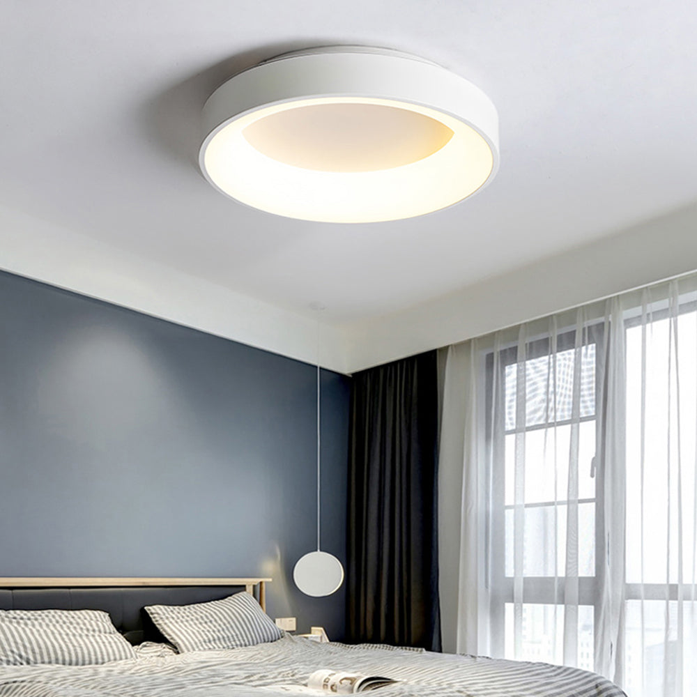 Concave Ceiling Light With Uniform Glow In White Or Grey