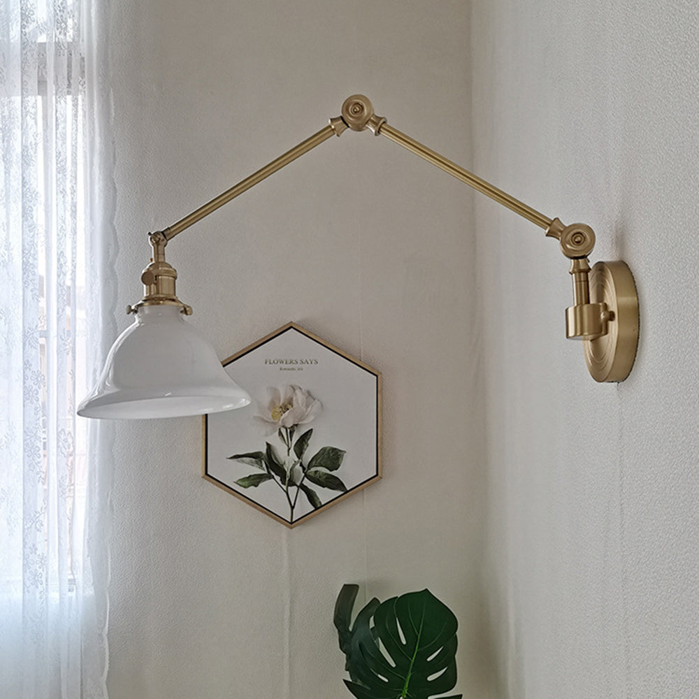 Klappbare Wandleuchte mit Glasdiffusor und Metallrahmen in Grün oder Weiß