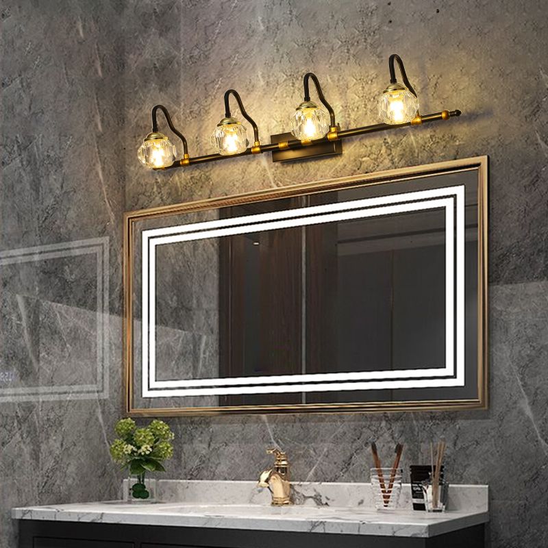Applique murale de salle de bain Crystal Globe finition noire