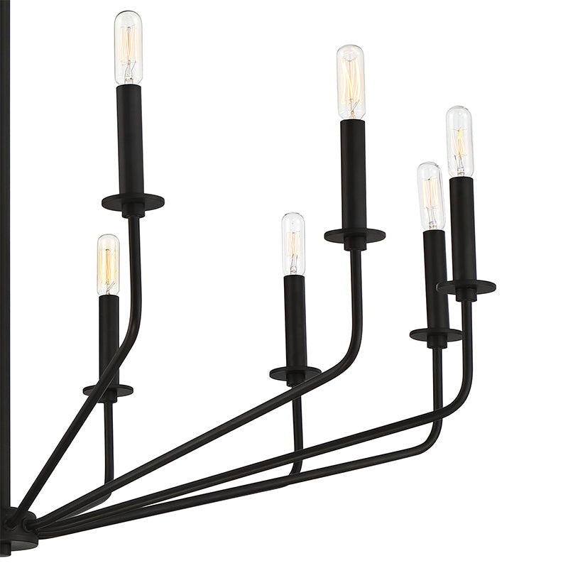Lustre industriel LED Aurora en métal noir pour salon