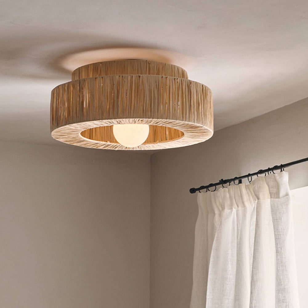 Rustikale Boho-Rattan-Pendelleuchte für warme Atmosphäre