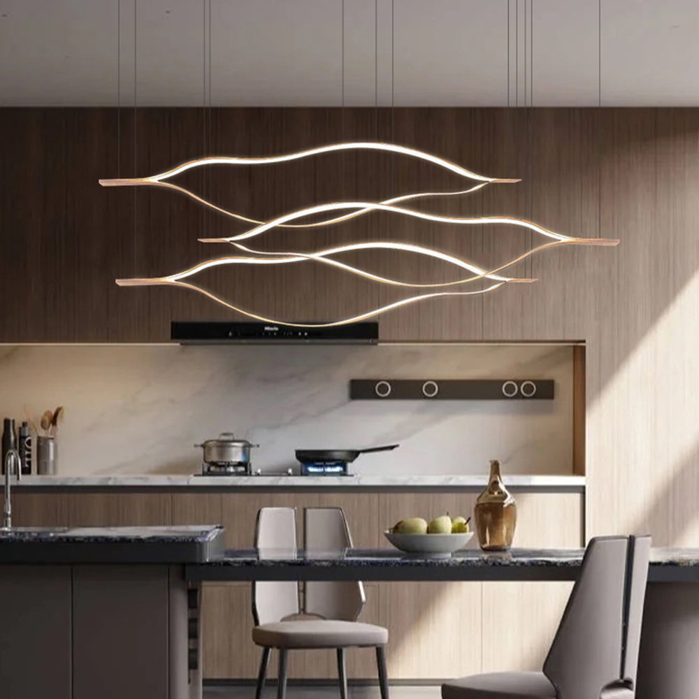 LED lineare Pendelleuchte mit goldenem Blatt-Design