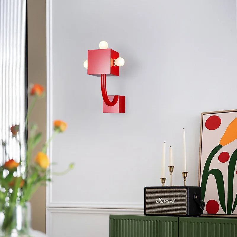 Lampe murale industrielle rouge LED pour salon et chambre