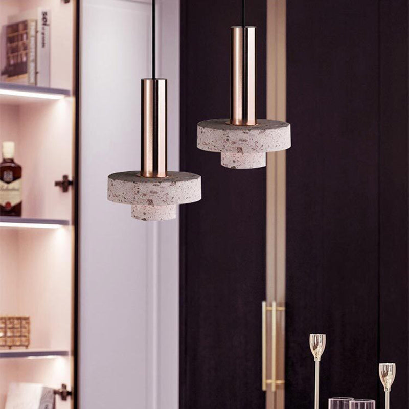 Kleurrijke LED Art Deco hanglamp met terrazzo accenten