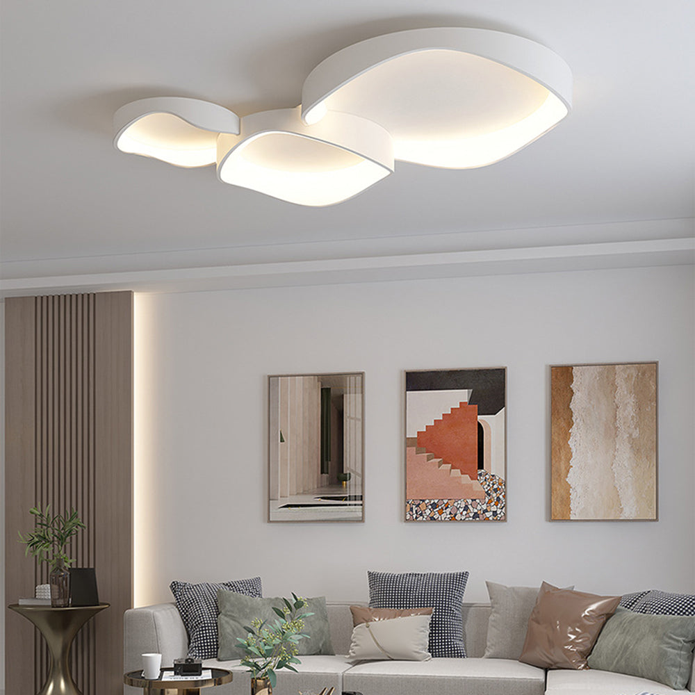 Lumière de plafond élégante à montage affleurant en forme de vague pour chambre et salon