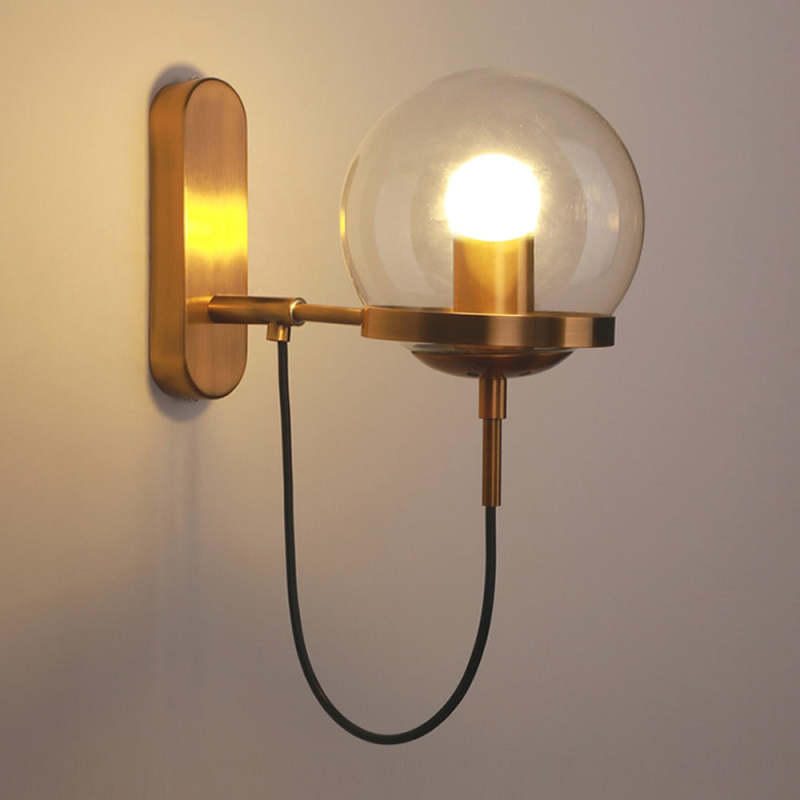 Heritage Rustikale Glas-Kugel-Wandlampe Schwarz Bronze