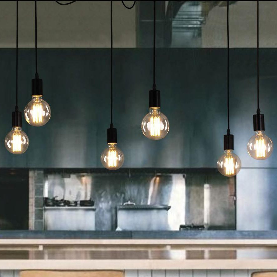 Lustre araignée LED rétro campagne en noir et blanc