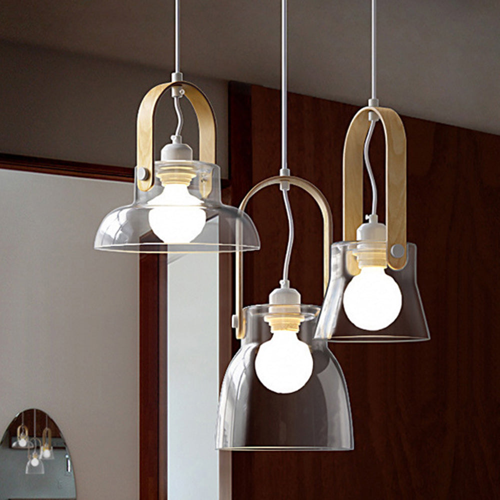 Lustre minimaliste en bol de verre avec lueur d’ambiance