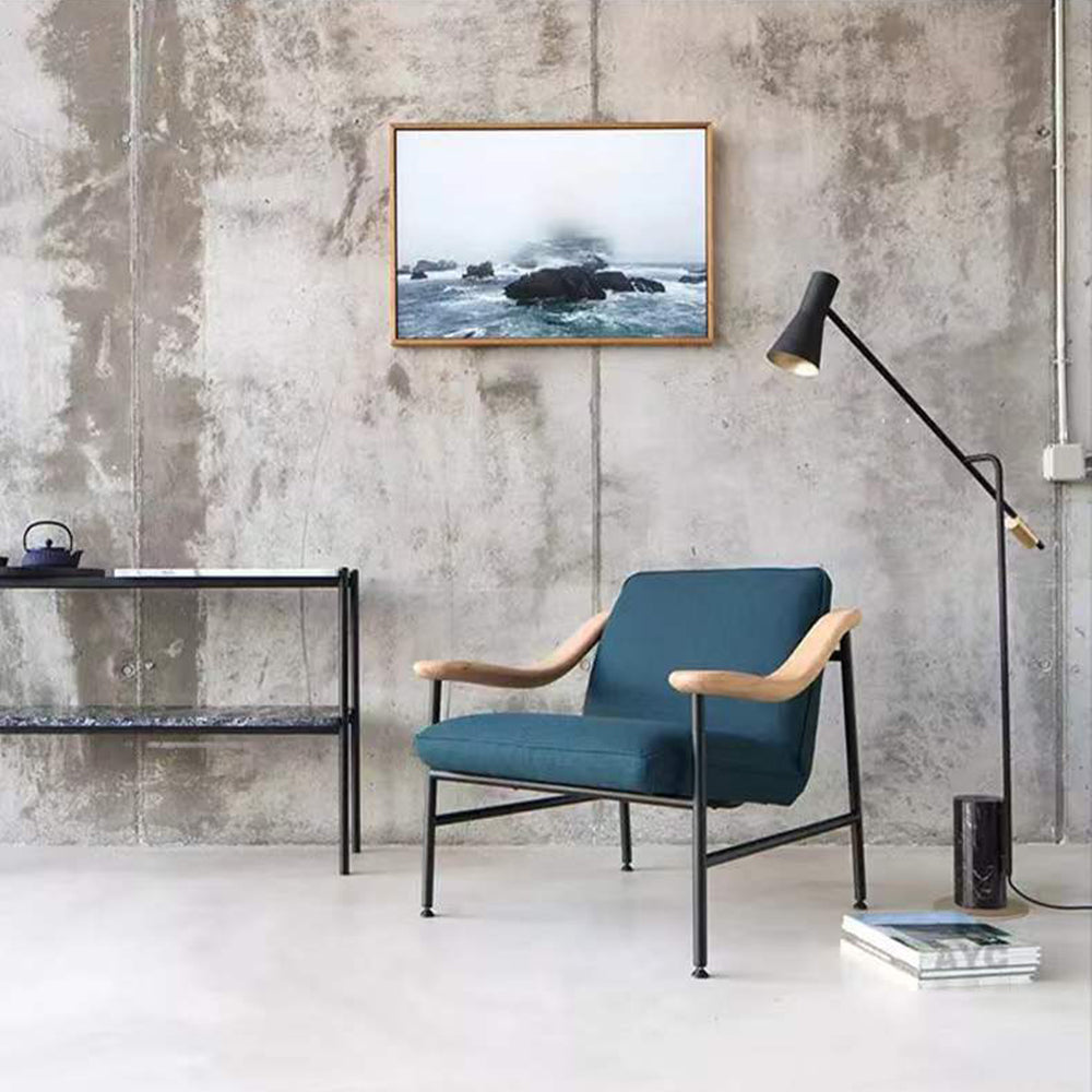 Lampadaire nordique forme chapeau en marbre et métal noir