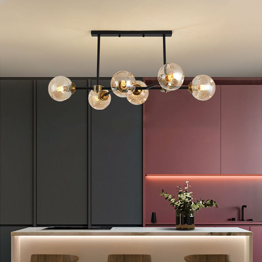 Suspension LED bulle en verre ambre pour lumière d'ambiance