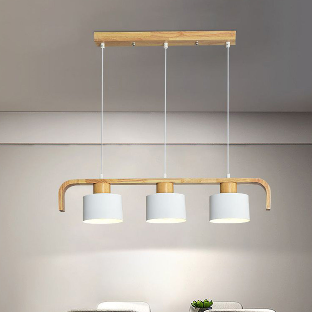 Suspension cylindrique en bambou nordique avec lumière apaisante