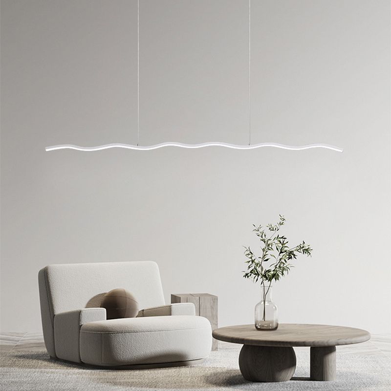 Suspension linéaire vague pour ambiance moderne noir et blanc