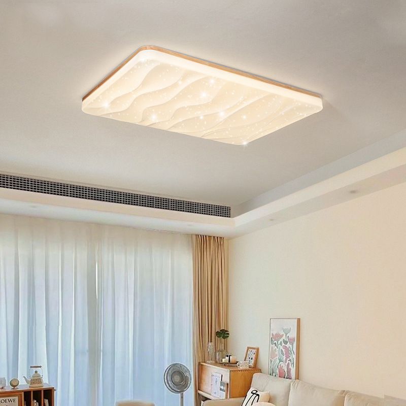 Geometrische LED Deckenleuchte Aufbaustrahler mit Holzsockel