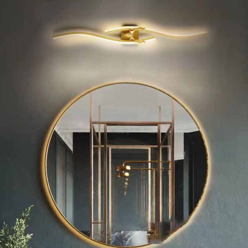 Dimmbares Modernes Lineares Metall-Waschtisch-LED-Wandlicht Schwarz Gold