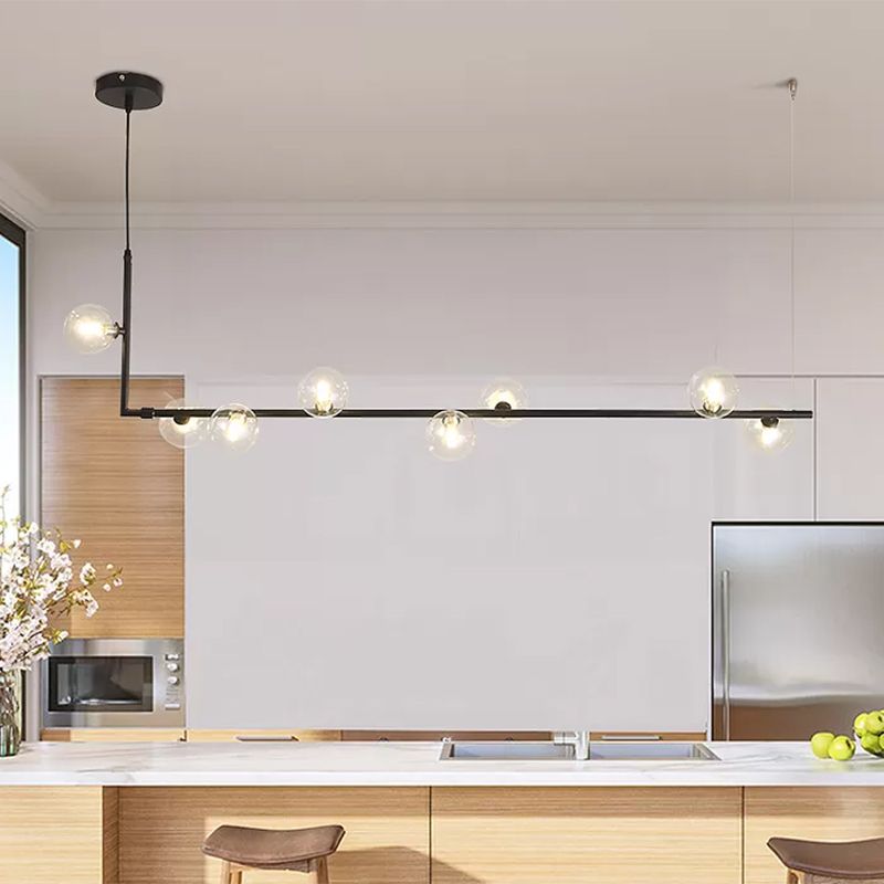Lustre minimaliste Valentina noir et or multi-têtes