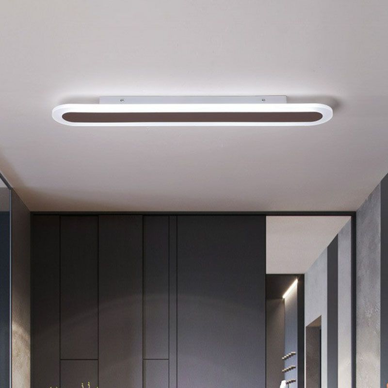 Plafonnier LED ovale minimaliste finition blanc et café