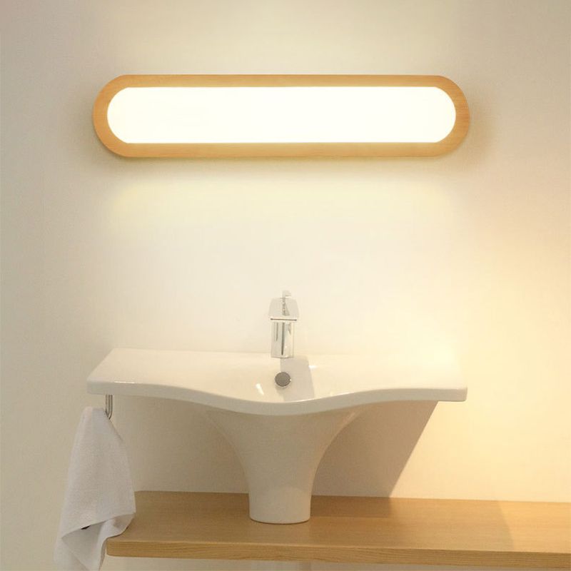 Lampe murale rectangulaire en bois avec lumière blanc chaud économique