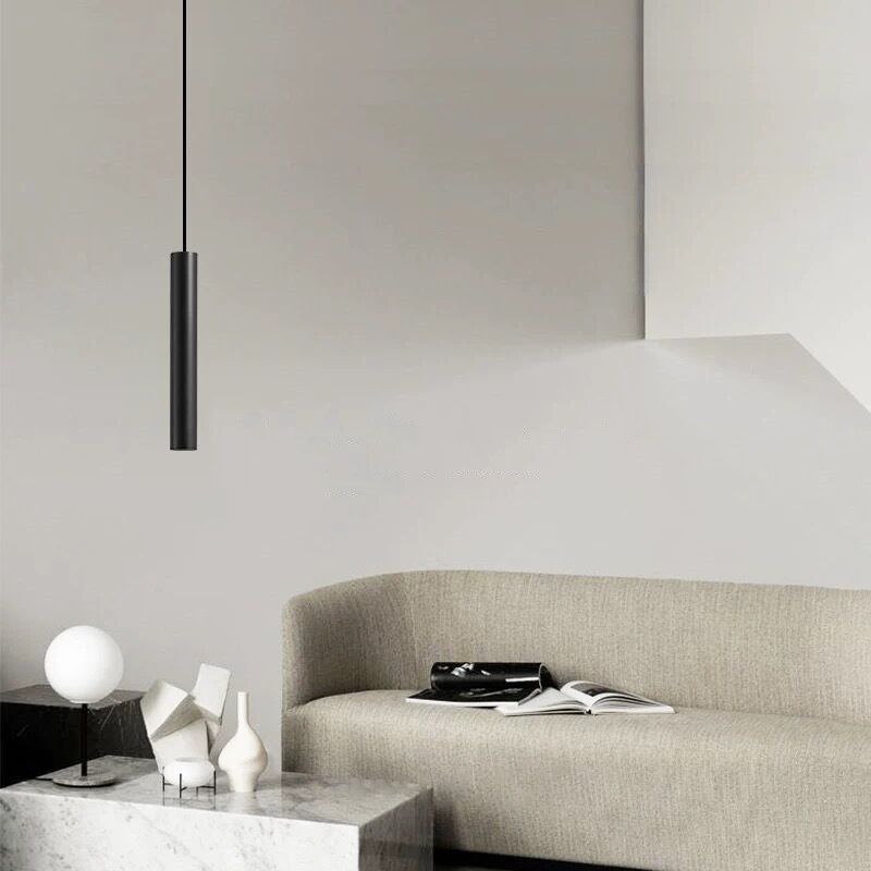 Lampe suspendue cylindrique noire élégante pour maisons modernes