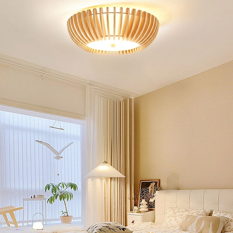 Plafonnier rond Aurora en bois et acrylique LED