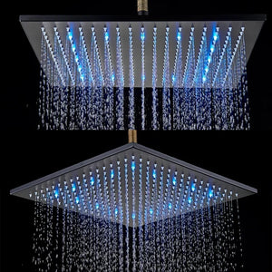 16" Square Stainless Steel Shower Head Colorful LED Rain Shower Light-Rain Shower Heads-Index Bath-Golden-Index Bath