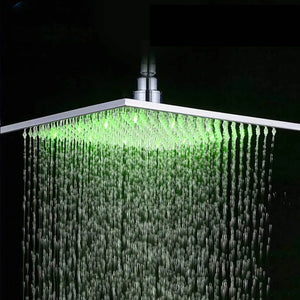 16" Square Stainless Steel Shower Head Colorful LED Rain Shower Light-Rain Shower Heads-Index Bath-Chrome-Index Bath