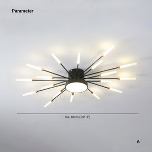 Wesley Plafonnier Feu d'Artifice Linéaire Moderne Noir/Doré - Neutralighting