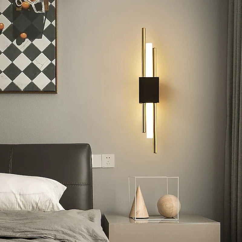 Applique murale LED en métal pour bar moderne, noir et or