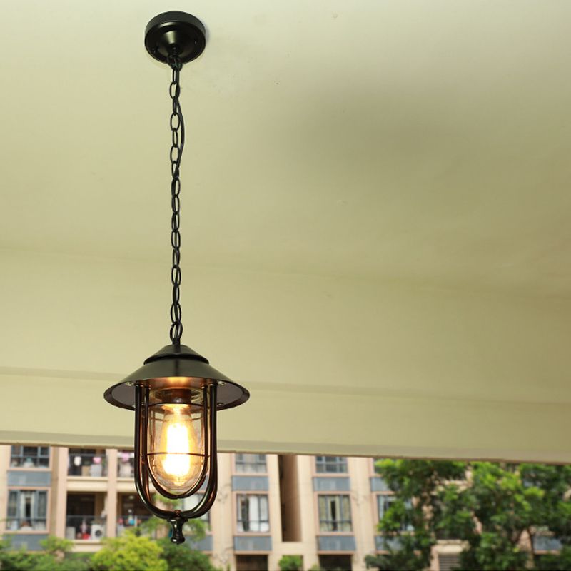 Duurzame zwart bronzen metalen hanglamp met warme gloed