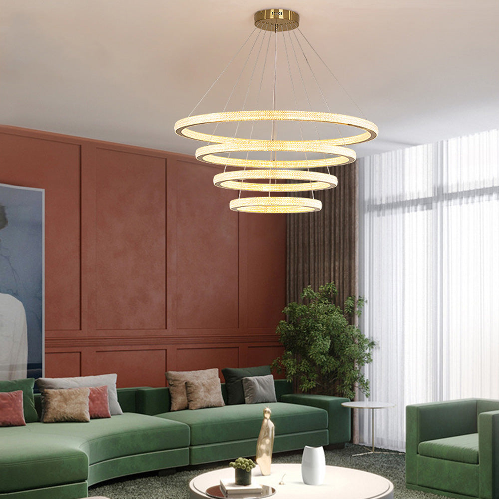 Goldene zeitgenössische Ring-Pendelleuchte für das Wohnzimmer