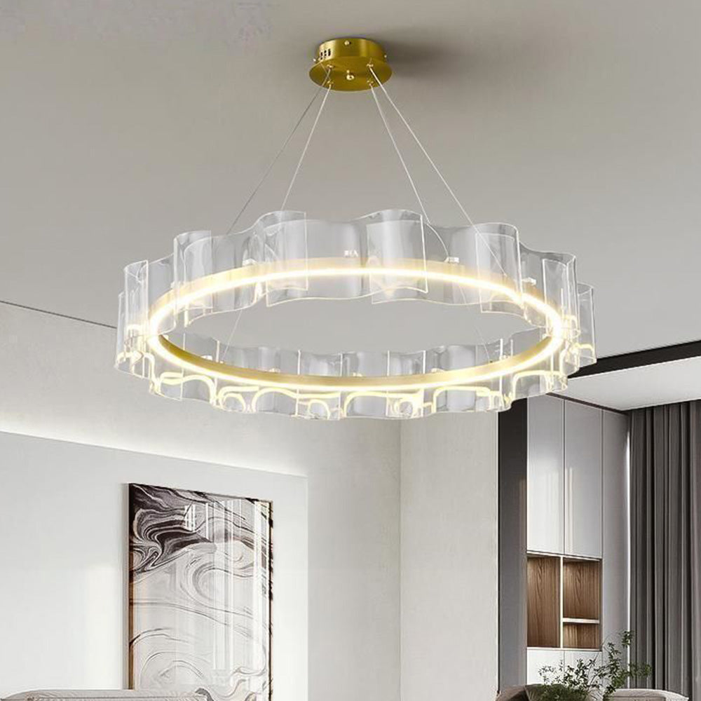 Lustre élégant anneau doré pour salons