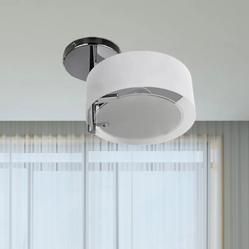 Plafonnier rond en verre blanc pour couloirs