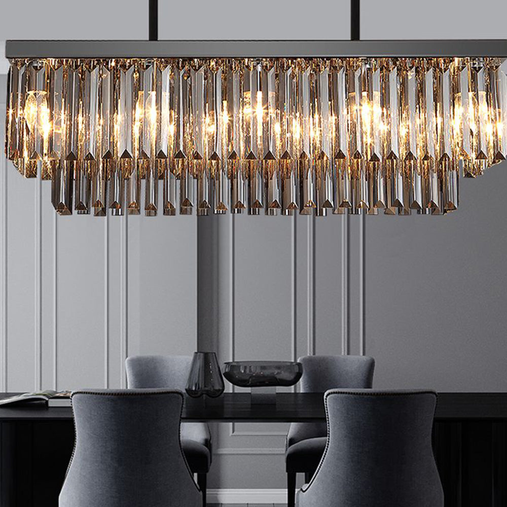 Duurzame rechthoekige metalen hanglamp met zwart glas