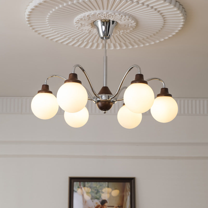 Lustre français élégant LED finition chrome et or pour salon