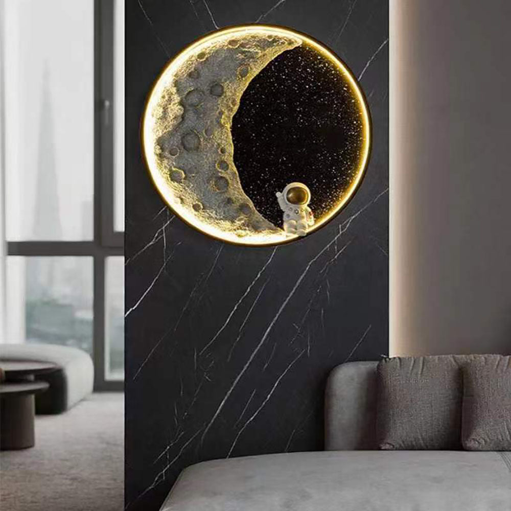 Lunar Orbit Matt Schwarze Metall Wandleuchte