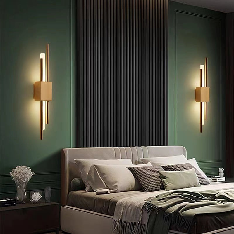 Applique murale LED en marbre et métal avec lumière blanche chaude