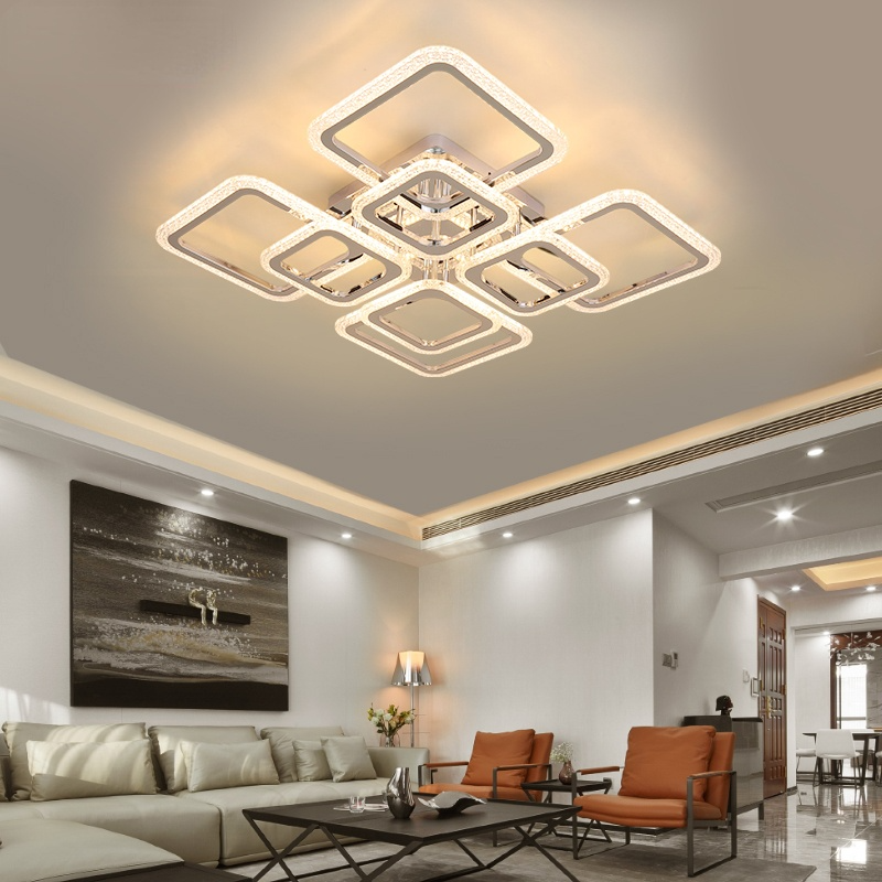 Plafonnier carré Luxe avec acrylique et métal LED