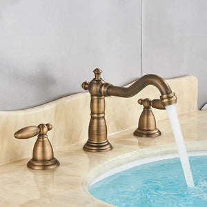 3 Holes Basin Faucet Deck Mount Tap Water Double Handles Basin Tap-Basin Faucet-Index Bath