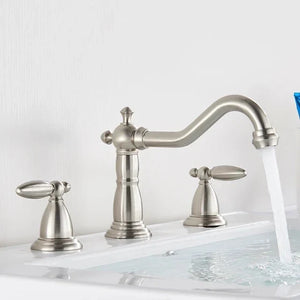 3 Holes Basin Faucet Deck Mount Tap Water Double Handles Basin Tap-Basin Faucet-Index Bath