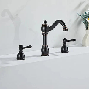 3 Holes Basin Faucet Deck Mount Tap Water Double Handles Basin Tap-Basin Faucet-Index Bath