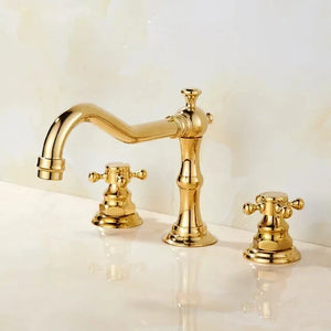 3 Holes Basin Faucet Deck Mount Tap Water Double Handles Basin Tap-Basin Faucet-Index Bath