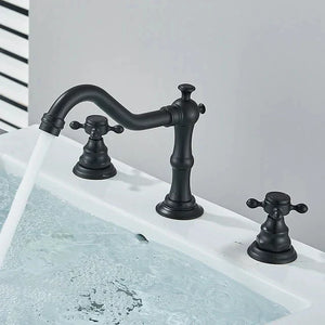 3 Holes Basin Faucet Deck Mount Tap Water Double Handles Basin Tap-Basin Faucet-Index Bath