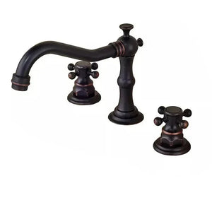 3 Holes Basin Faucet Deck Mount Tap Water Double Handles Basin Tap-Basin Faucet-Index Bath