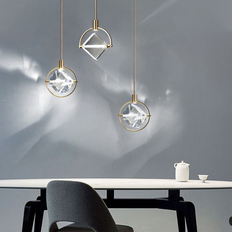 Geometrische kristal hanglamp met gouden afwerking