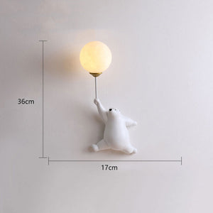 Bear Balloon Applique Murale Ours Ballon Moderne Animale. Blanc/Bleu/Rose. Salon - Neutralighting