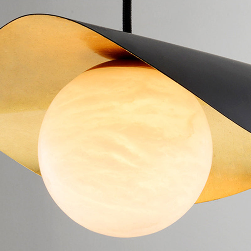 Suspension pendante nordique en métal et marbre noir, élégance durable