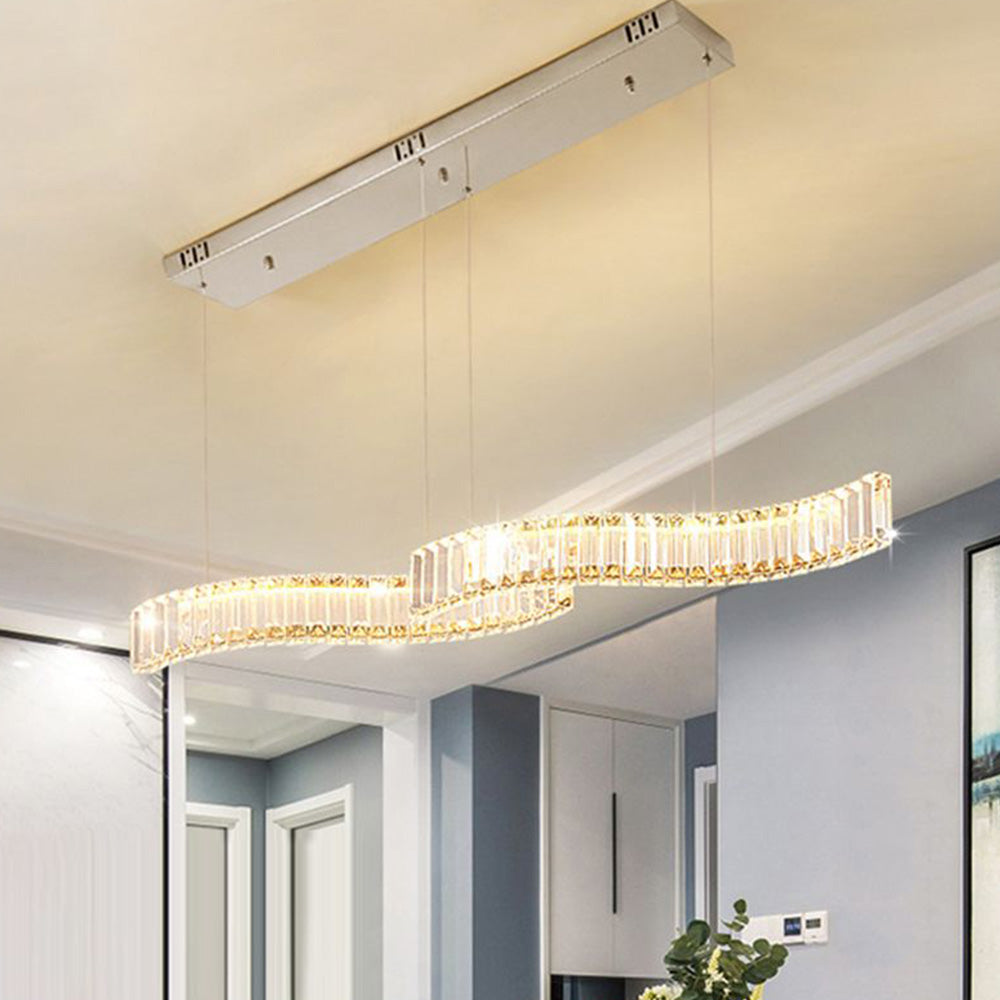 Kristal golf hanglamp goud en zilver