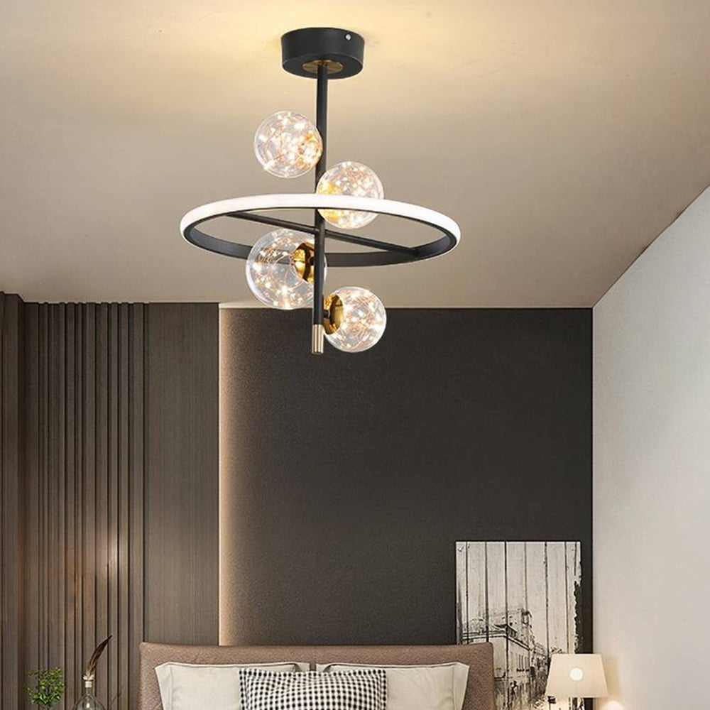 Plafonnier Semi-encastré Aurora Luxe Or et Noir Deux Styles
