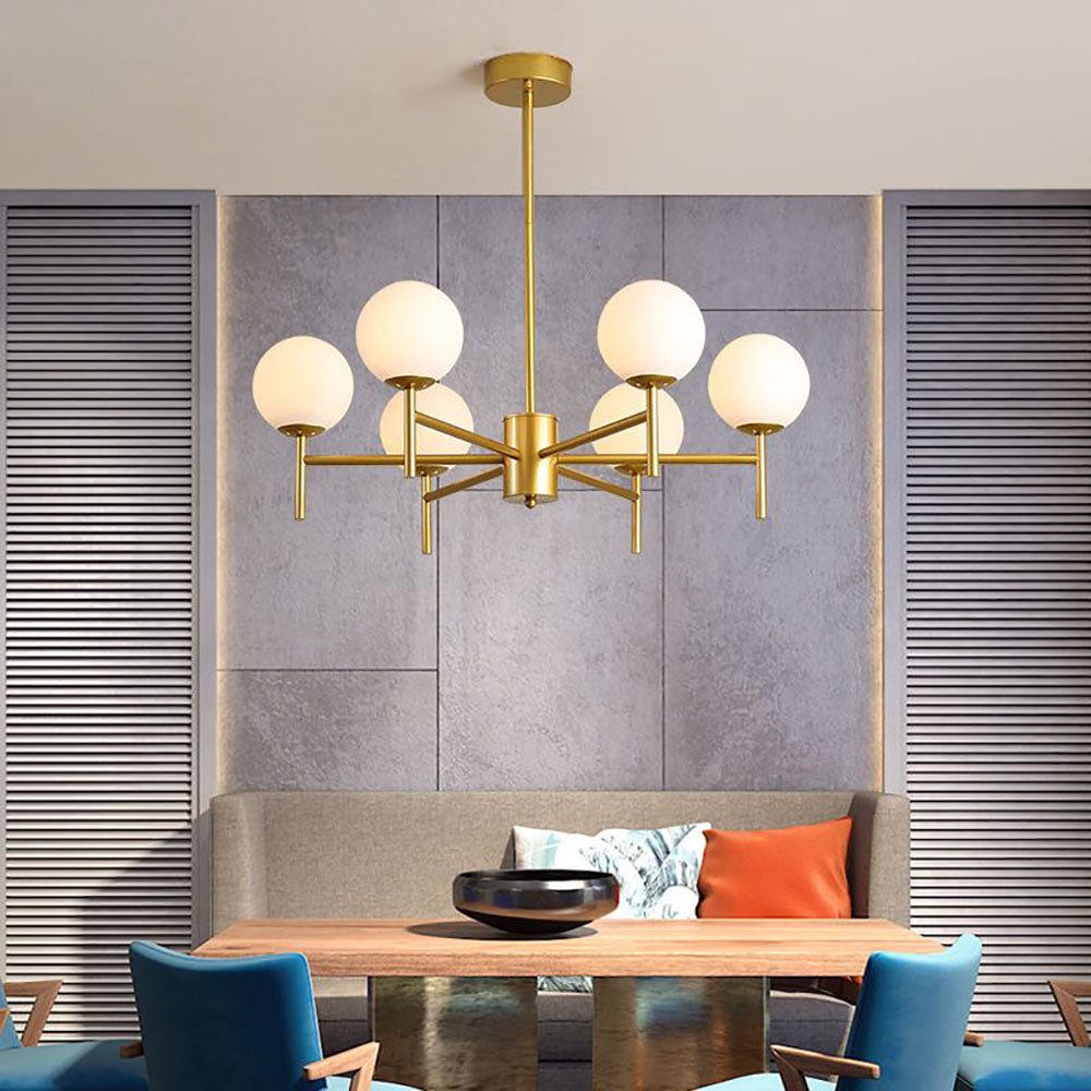Elegante glazen bol hanglamp met warm licht